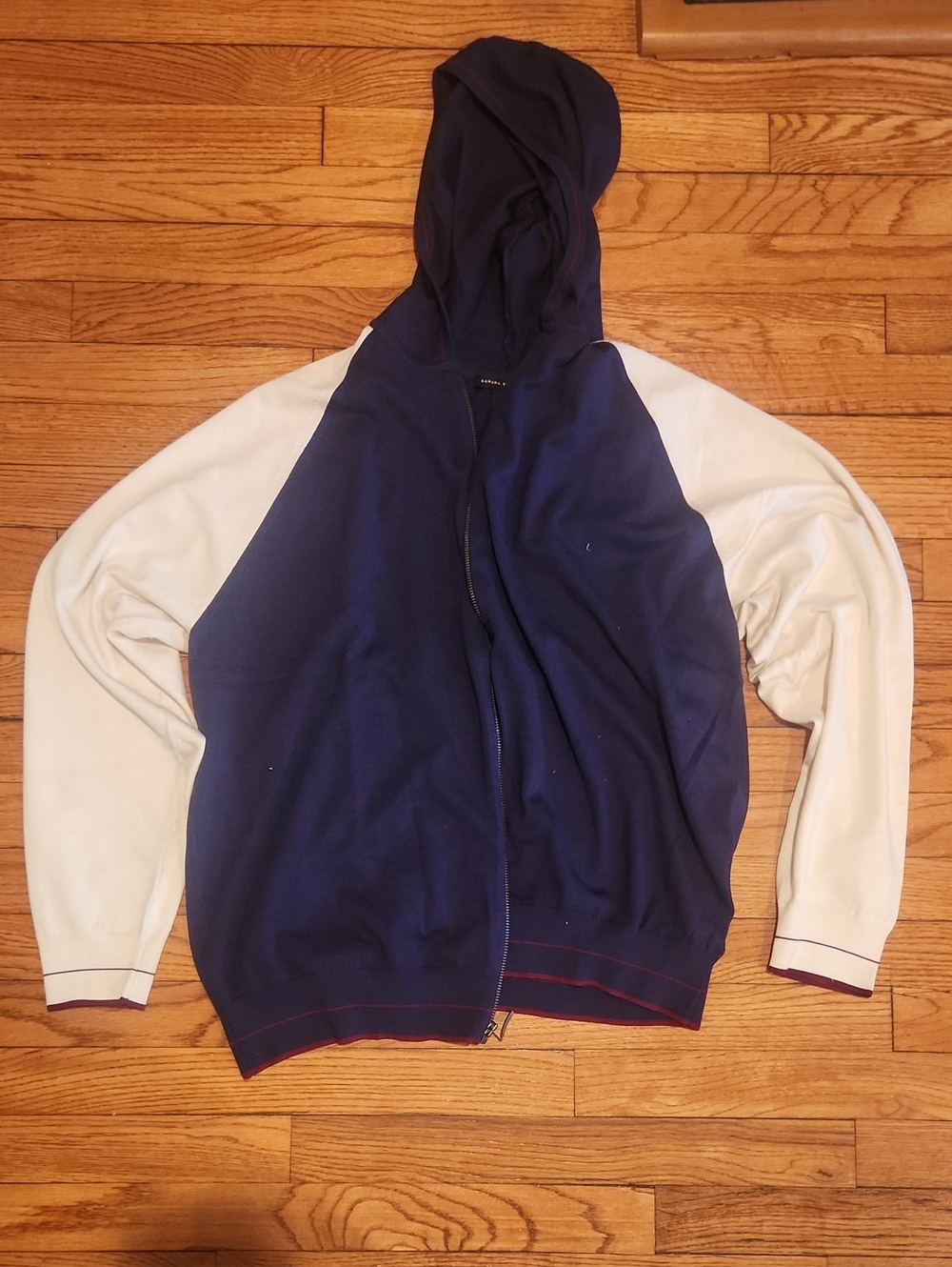 Banana Republic Navy Hooded Pullover with White Trim